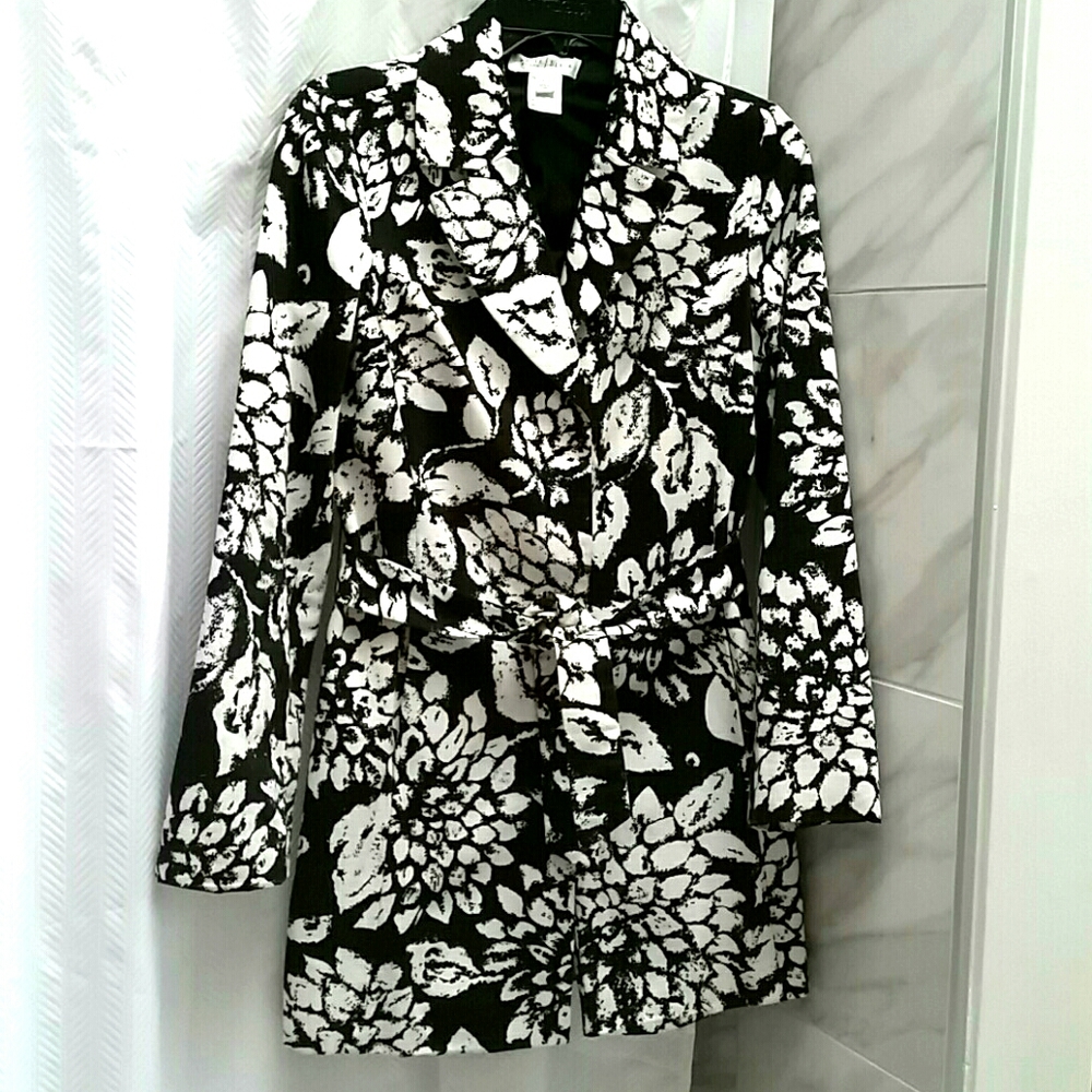 WHBM Elegant Floral Trench Coat XS